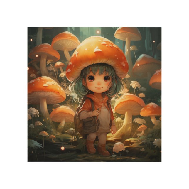 Cute mushrooms wood wall art (Front)