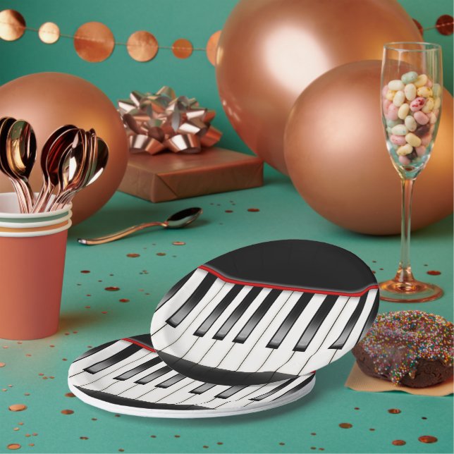 Cute Music fun party Piano paper plates (Multi)