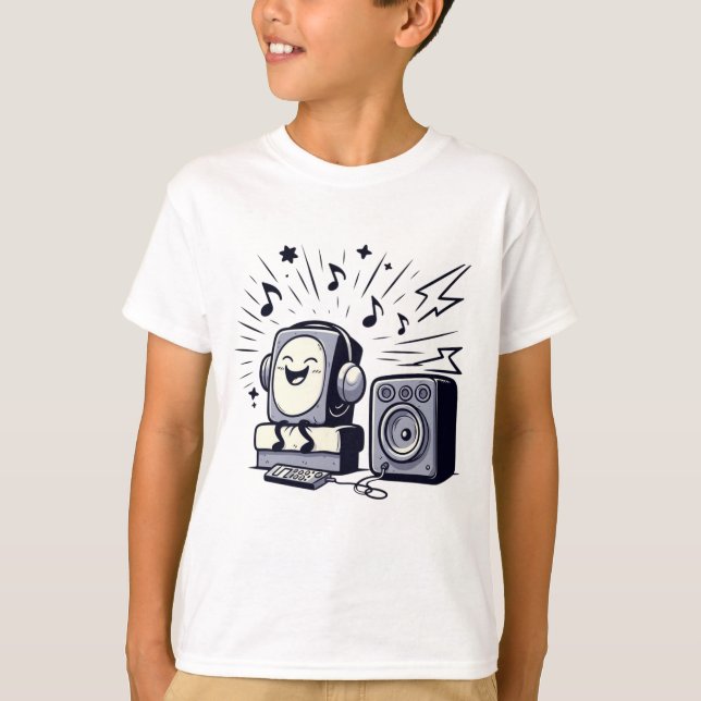 Cute Music Lover – Fun Cartoon Kids T-Shirt (Front)