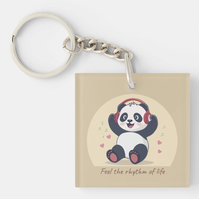 Cute Music Panda Keychain (Front)
