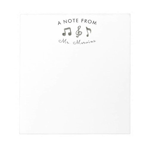 Cute music teacher stationary notepad