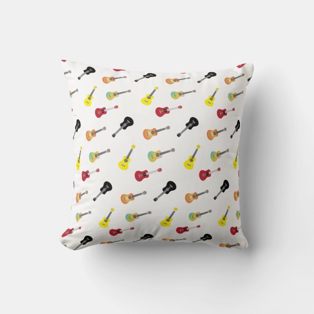 Cute Music Ukulele Patterns Throw Pillow (Front)