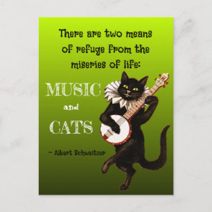 Cute Musical Cat Two Means of Refuge Schweitzer Postcard