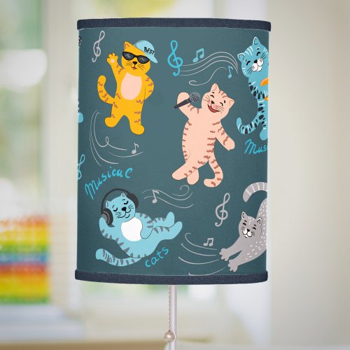 Cute Musical Cats Pattern Kids Bedroom Table Lamp
