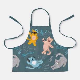 Cute Musical Cats Pattern Kids Kitchen Apron