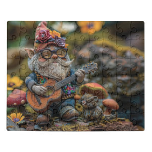 Cute musical gnome playing a guitar  jigsaw puzzle