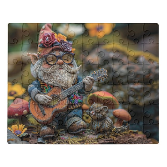 Cute musical gnome playing a guitar  jigsaw puzzle (Puzzle Horizontal)