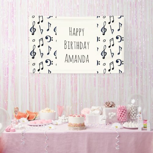 Cute Musical Notes Pattern Banner