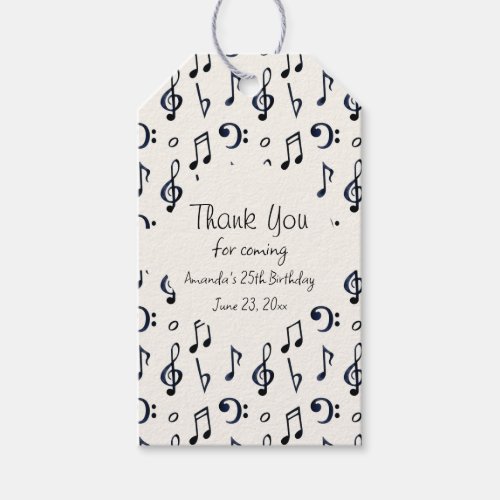 Cute Musical Notes Pattern Birthday Gift Tags
