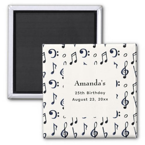 Cute Musical Notes Pattern Birthday Magnet