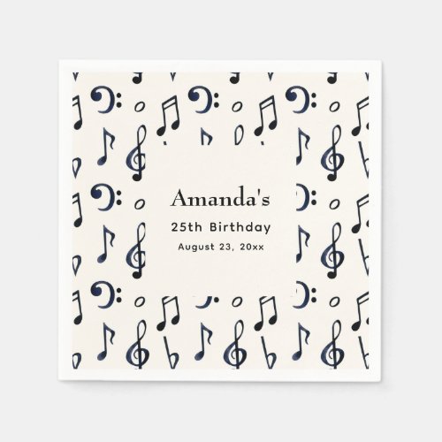 Cute Musical Notes Pattern Birthday Napkins