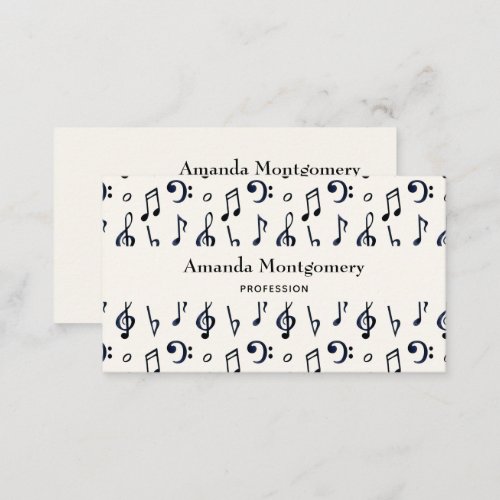 Cute Musical Notes Pattern Business Card