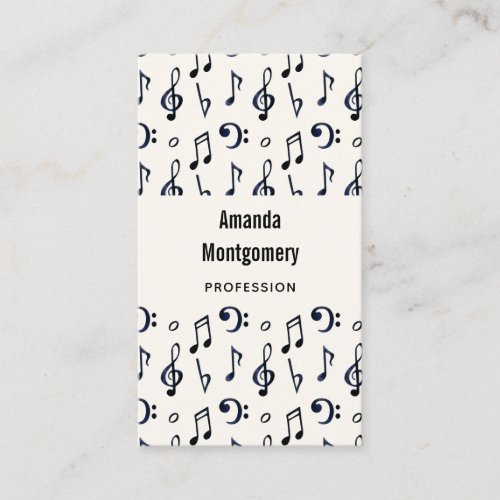 Cute Musical Notes Pattern Business Card