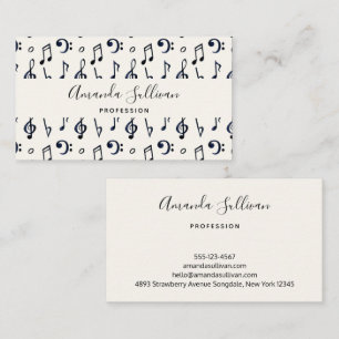 Cute Musical Notes Pattern Business Card