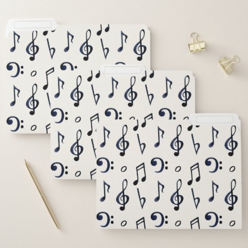 Cute Musical Notes Pattern File Folder