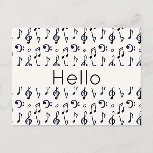 Cute Musical Notes Pattern Hello