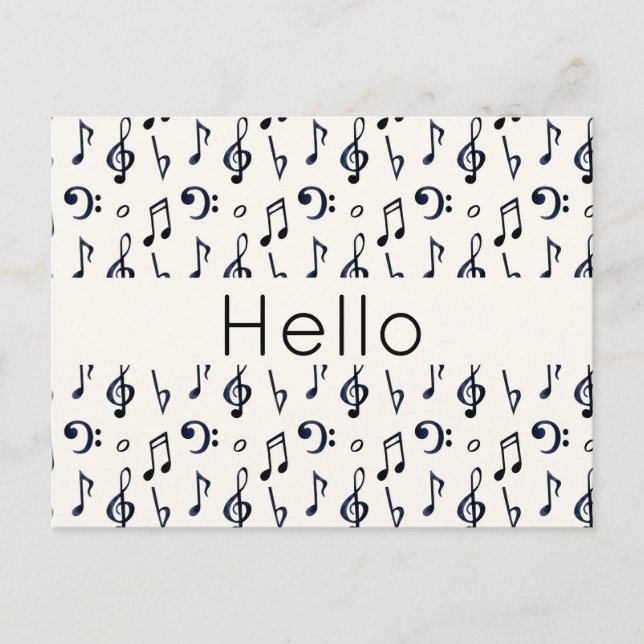 Cute Musical Notes Pattern Hello (Front)