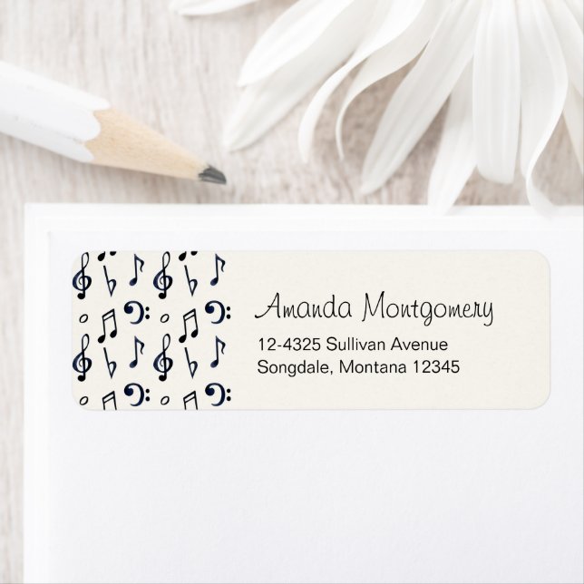 Cute Musical Notes Pattern Label (Insitu)