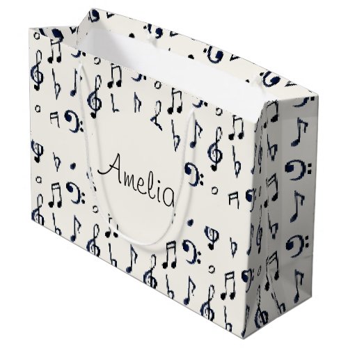 Cute Musical Notes Pattern Large Gift Bag
