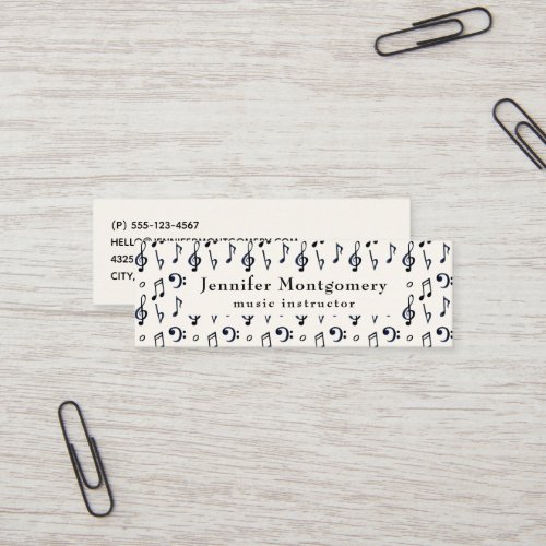 Cute Musical Notes Pattern Mini Business Card