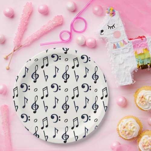 Cute Musical Notes Pattern Paper Plates