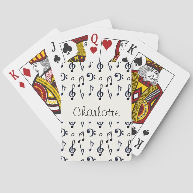 Cute Musical Notes Pattern Poker Cards (Back)