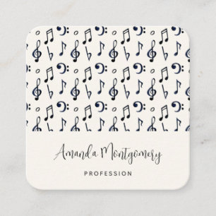 Cute Musical Notes Pattern Square Business Card