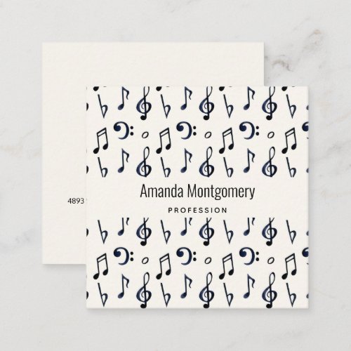  Cute Musical Notes Pattern Square Business Card