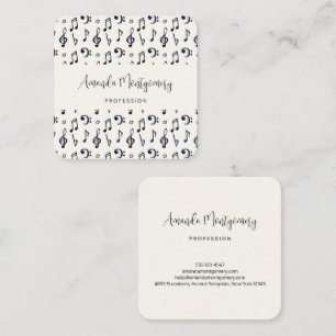 Cute Musical Notes Pattern Square Business Card