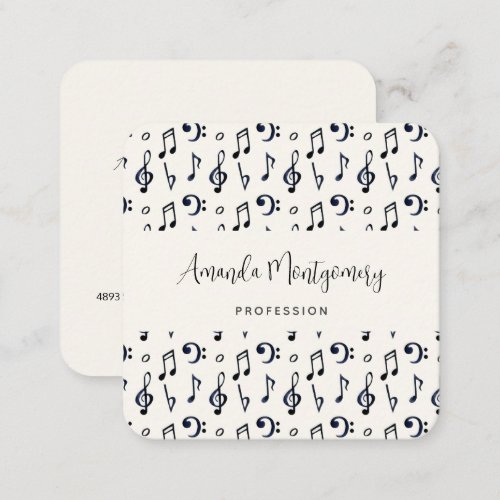 Cute Musical Notes Pattern Square Business Card