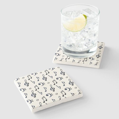 Cute Musical Notes Pattern Stone Coaster
