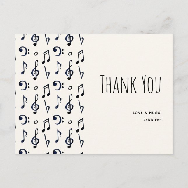 Cute Musical Notes Pattern Thank You (Front)