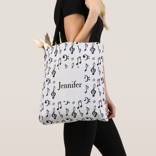 Cute Musical Notes Pattern Tote Bag