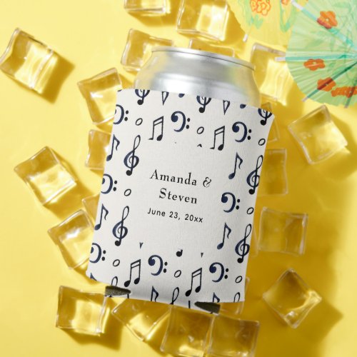 Cute Musical Notes Pattern Wedding Can Cooler