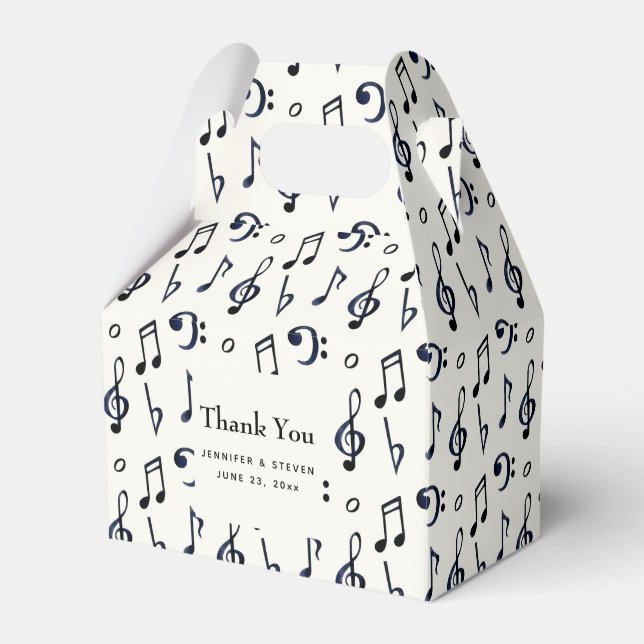 Cute Musical Notes Pattern Wedding Favor Boxes (Front Side)