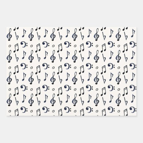 Cute Musical Notes Pattern Wrapping Paper Sheets