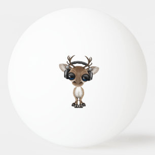 Cute Musical Reindeer Dj Wearing Headphones Ping-Pong Ball