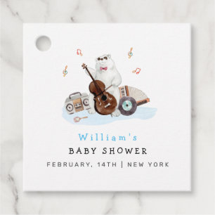 Cute Musician Polar Bear Baby Shower Favor Tags