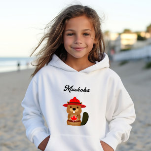 Cute Muskoka Canada Beaver with Red Hat Hoodie