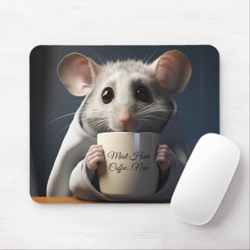 Cute Must Have Coffee Mouse With Mug Mouse Pad 