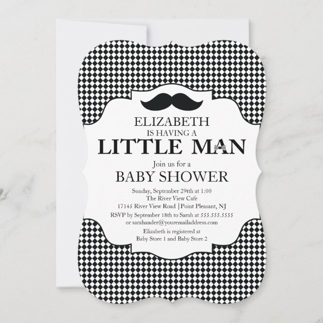 Cute Mustache Bash Boys Baby Shower Invitation (Front)