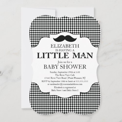 Cute Mustache Bash Boys Baby Shower Invitation