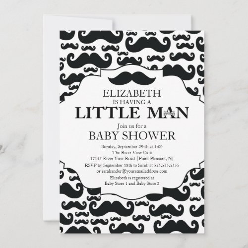 Cute Mustache Bash Boys Baby Shower Invitation