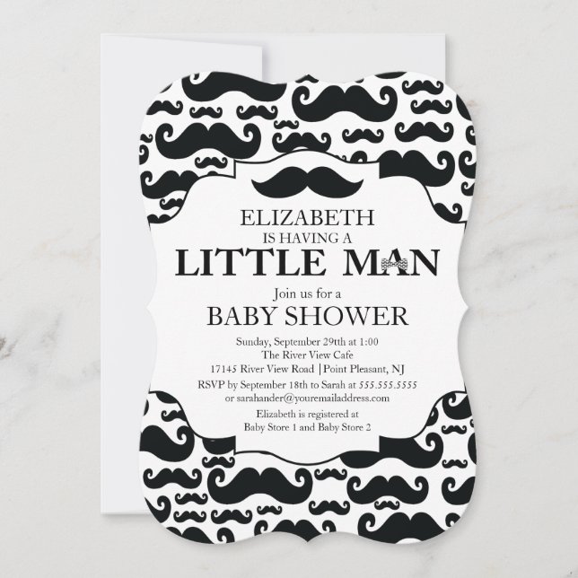 Cute Mustache Bash Boys Baby Shower Invitation (Front)