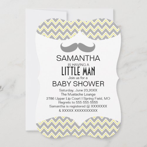 Cute Mustache Boys Baby Shower Custom Invite