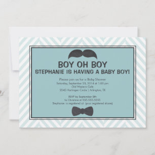 Cute Mustache Boys Baby Shower Invitation