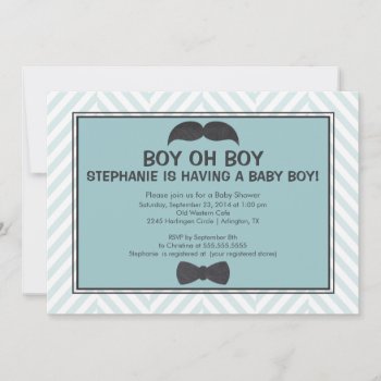 Cute Mustache Boys Baby Shower Invitation by alleventsinvitations at Zazzle
