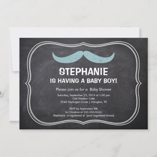 Cute Mustache Boys Baby Shower Invitation