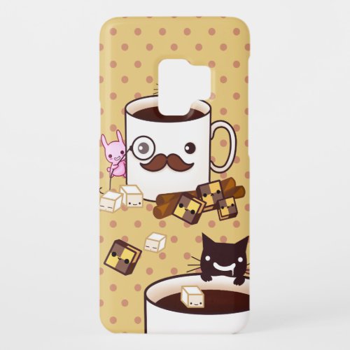 Cute mustache cup with kawaii animals and biscuits Case_Mate samsung galaxy s9 case