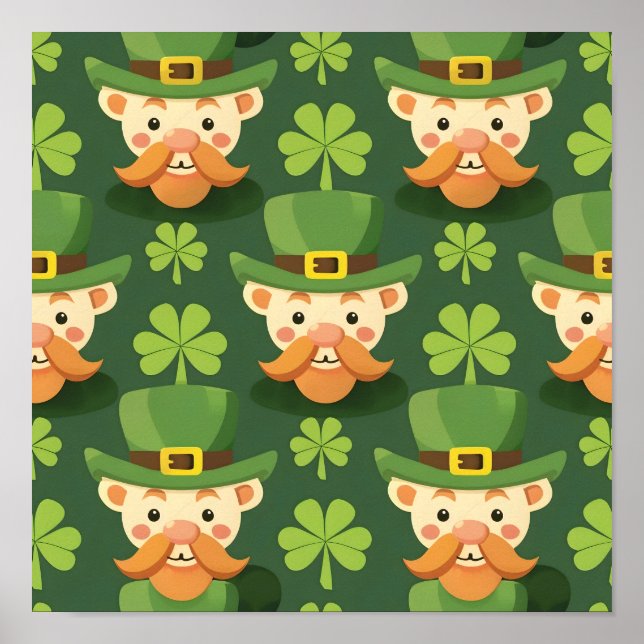 Cute Mustache Leprechaun Poster (Front)